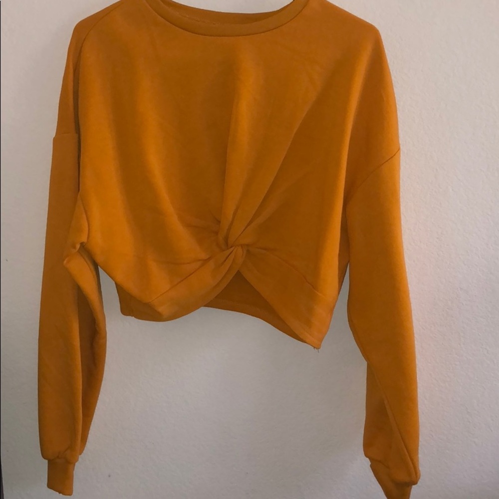 Mustard yellow cropped sweatshirt